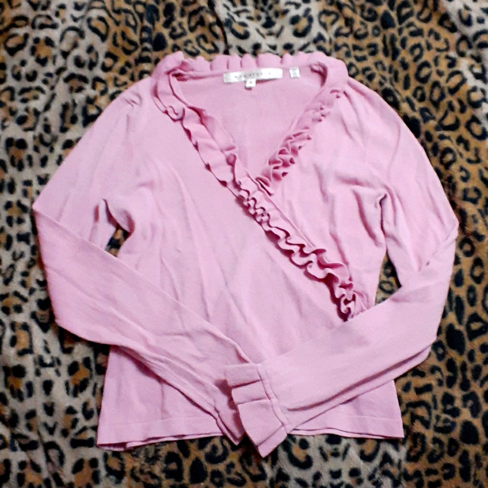 Pink Max Studio Ruffled Blouse Size M